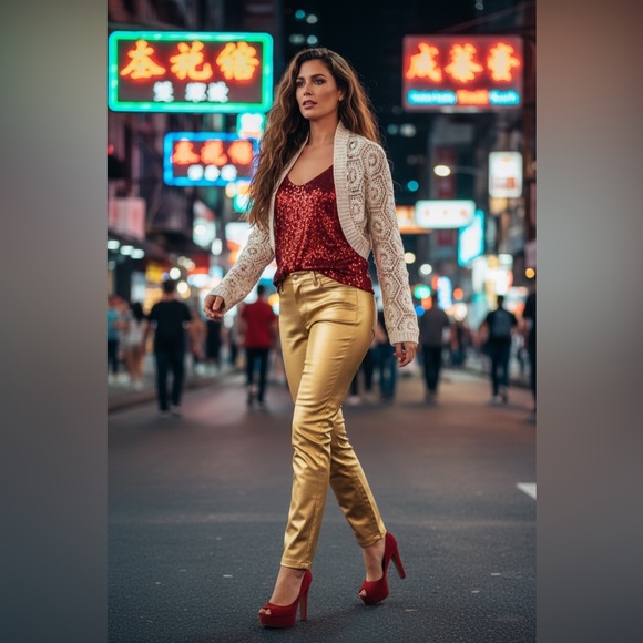 LN White House Black Market Cropped Embroidered Knit Sequin Open Cardigan Y2K - Picture 3 of 16